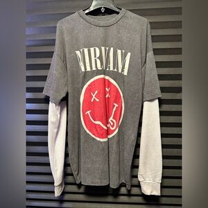 NIRVANA Black and Red Long Sleeve Tee